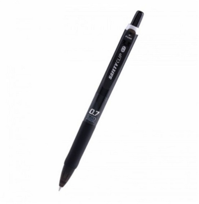 마이펜 세이프티클립 볼펜 0.7mm, 블랙, 3개