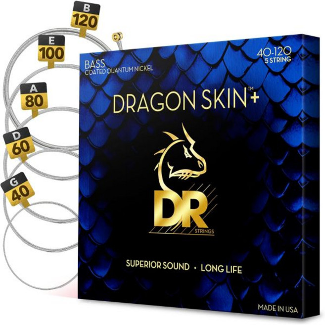 DR 스트링 베이스 기타 | 드래곤 스킨 코팅 퀀텀 니켈 DBQ-45/100 편안한 느낌과 긴 수명을 갖춘 우수한 사운드 미디엄 라이트 45-100, DBQ5-40 5 String Light 40-120, 1개