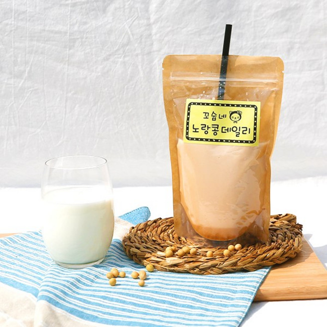 단백질이 풍부한 국산 백태분말 노랑콩데일리 인절미 콩가루라떼 5팩, 15팩+빨대, 30g