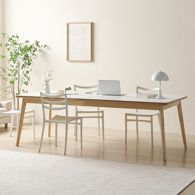 밀크 서재 원목 컴퓨터 책상 화이트 2400, 단품