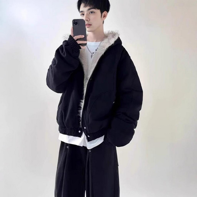 座山雕毛領棉衣男款冬季棉服外套