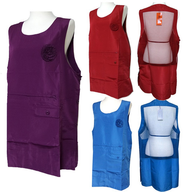 공드리 코사지 뒷망사앞치마/원피스형/업소용/요양원/단체/30장이상인쇄무료, 1개, 와인