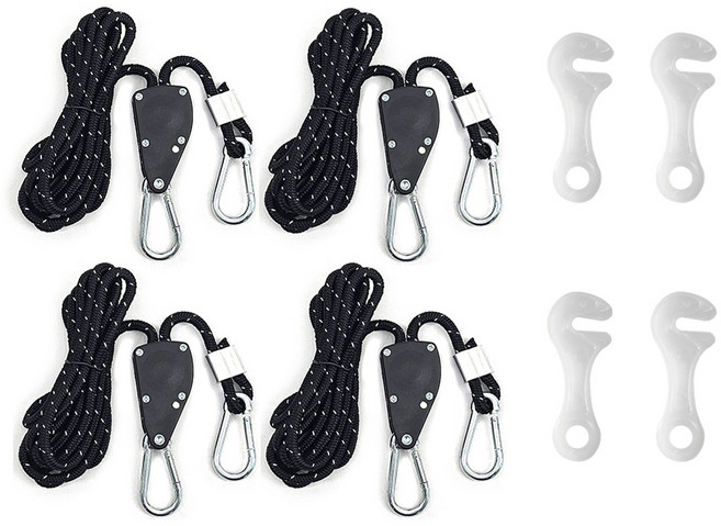 컬러 로프라쳇 1/4 5m 4개+야광라인훅4개, 블랙