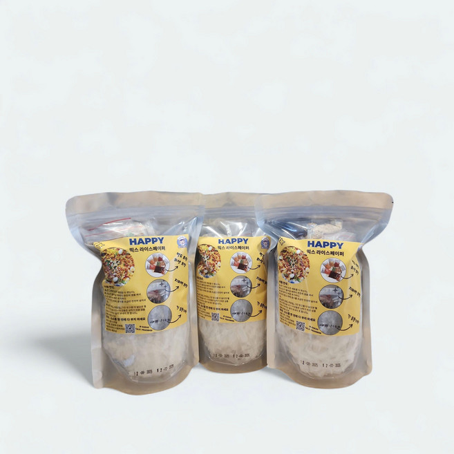 Happy 반짱쫀 키트 믹스 라이스페이퍼 Banh trang tron Full topping 베트남 믹스 라이스페이퍼, 200g, 3개