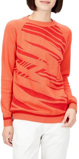 미즈노 E2JC2720 여성용 브레스 써모 니트 크루넥 스웨터 흡수성 발열 골프웨어 주황색, 1개