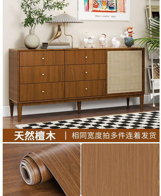 第2代 仿木紋貼紙 加厚自粘傢俱翻新膜皮 適合桌櫃牆壁, 天然檀木 出口品質 防水防潮 加厚強粘 ,60cmX長2米 適合桌面 櫃門 家居翻, 天然檀木