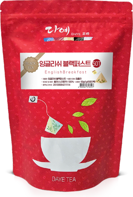 다예 잉글리쉬블랙퍼스트차 지퍼팩, 1g, 50개입, 1개