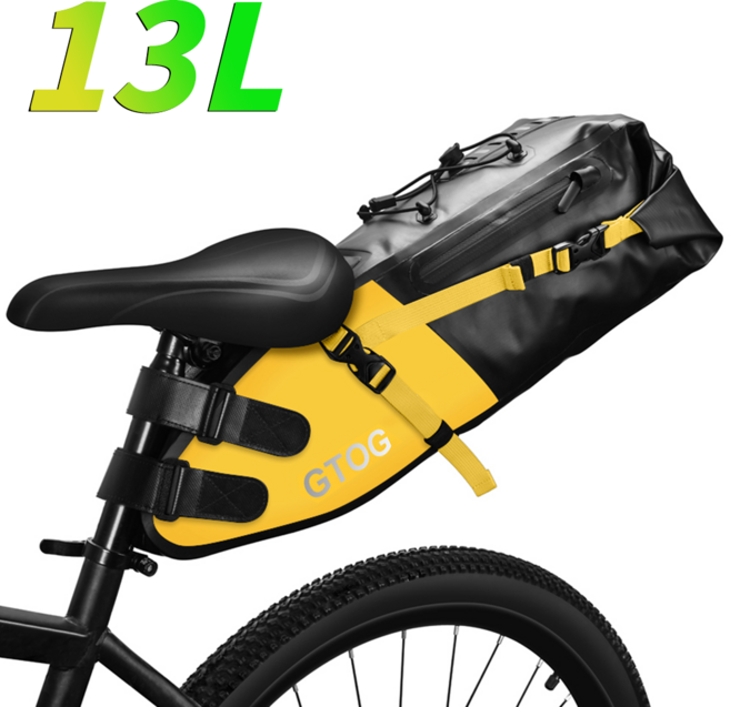 GTOG 자전거 안장가방 13L 방수 새들백, 황색