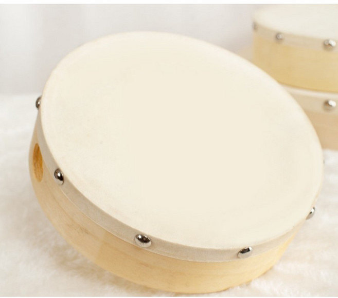 實木框鈴鼓 兒童成人打擊樂器, 1個, 羊皮無鈴鐺-8吋