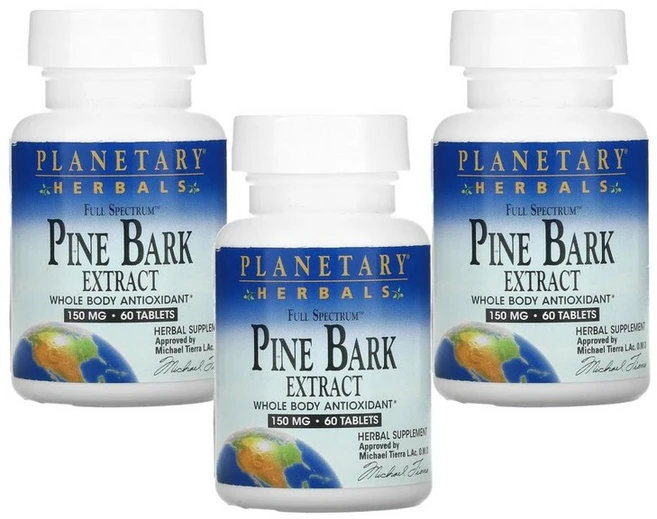Planetary Herbals 풀 스펙트럼 송껍질 추출물 150mg 60정 x3팩 Pine bark, 3개 - 쿠팡