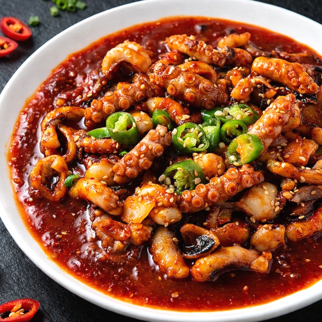 바다유통 양념 손질 낙지볶음, 1세트, 손질낙지900g(450gx2팩)+소스(70gx4팩)