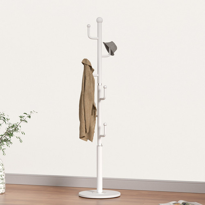 KATOOL 선인장 스탠드 모던 고정식 스틸 스탠드 옷걸이 행거, 28.5, 화이트색