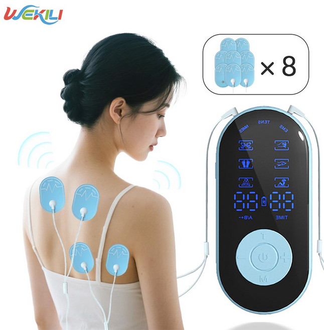 WEKILI 저주파마사지기 미세전류 전신 마사지 듀얼 채널 패드형 휴대가 간편함, 푸른, H-022