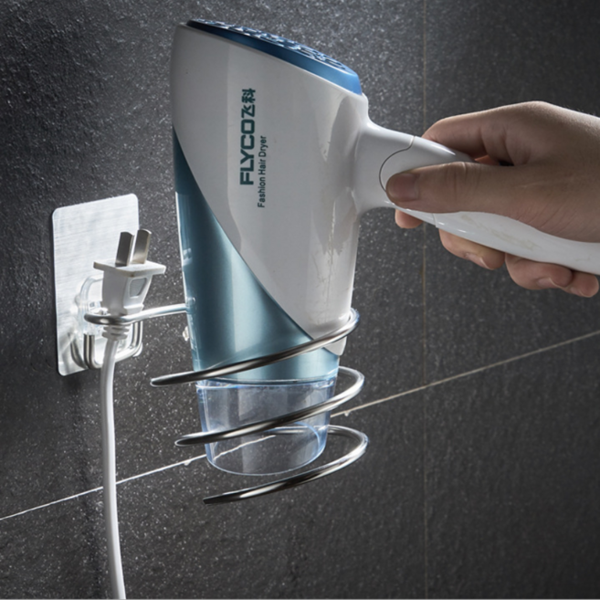 리리론스 스텐 접착식 헤어 드라이기 걸이 거치대, 1개