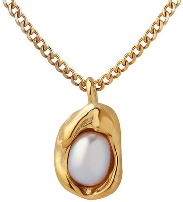 Zevora 목걸이 18K도금 고급스러운 불규칙한 질감 진주 럭셔리 쥬얼리 독특하고 세련된 감각 여성 데일리 출근 데이트 선물 추천 세련된 쇼핑백 패키징