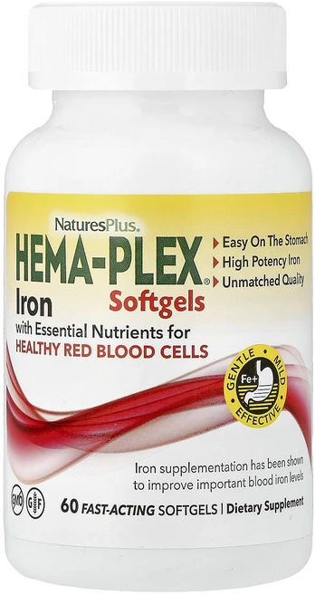 행복하고 건강하게 NaturesPlus Hema-Plex® 철분 빠르게 작용하는 소프트젤 60정 백년회로하세요, NaturesPlusHemaPlex철분빠르게작용하는소프, 1개 - 쿠팡