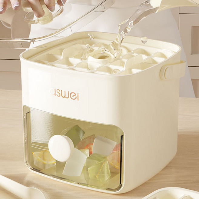 원터치 얼음 트레이 48구 큐브 아이스박스 얼음 보관통, 1개