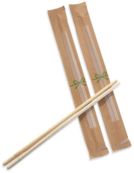 리본 둥근 대나무 젓가락 개별포장, 100개, 1개