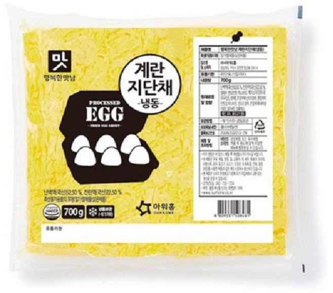 아워홈 계란지단채(냉동)700g 행복한 맛남 고명 지단 키토김밥, 700g, 10개