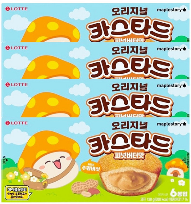 메이플스토리 X 롯데웰푸드 카스타드 피넛버터맛, 4개, 138g