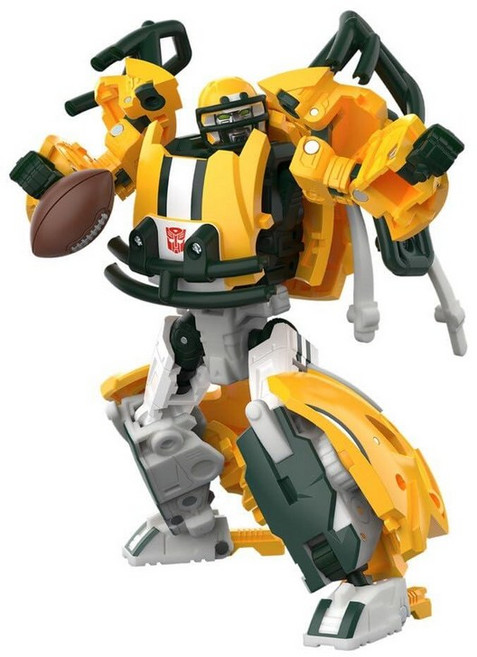 Transformers NFL 캔자스 시티 치프스 KC-59 14cm(5.5인치) 액션 피규어 로봇에서 헬멧으로 변경 만 8세 이상 축구 장난감, Green Bay Packers