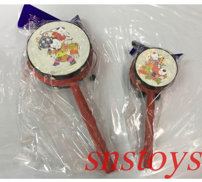 sns 懷舊童玩 傳統鈴鼓 手搖鼓 塑膠波浪鼓 24x10cm, 1個
