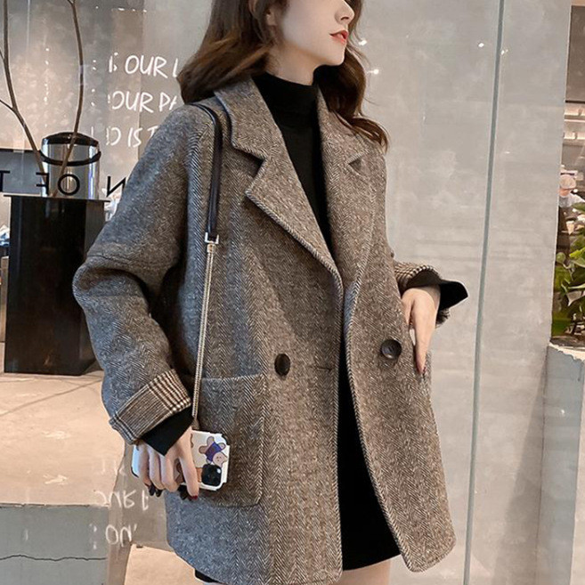 비아이와이 여성 캐주얼 심플 카라넥 모직 자켓 DH1214