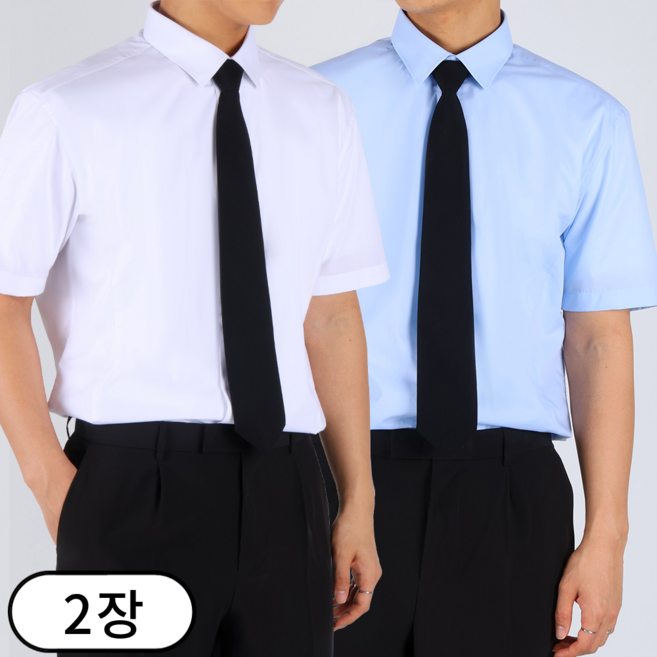 [1+1] 이브 구김없는 남성용 스판 슬림핏 정장 반팔 와이셔츠 (6621-2)