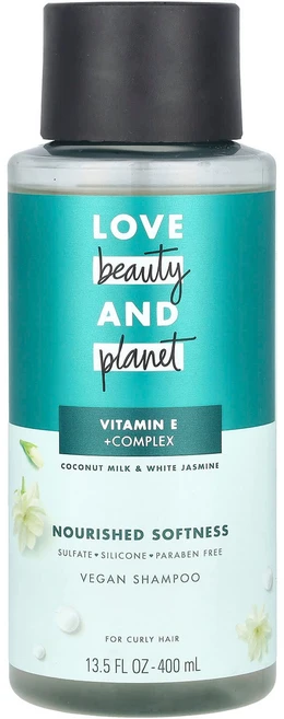 러브 뷰티 앤 플래닛 비건 샴푸 곱슬머리용 코코넛 밀크 & 화이트 자스민 향 400ml (13.5 fl oz) LBP-00289 - 쿠팡