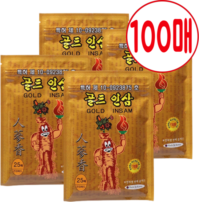 [국산인삼+특허] 카이뉴인 골드 인삼 파스 패치, 4개, 25매입
