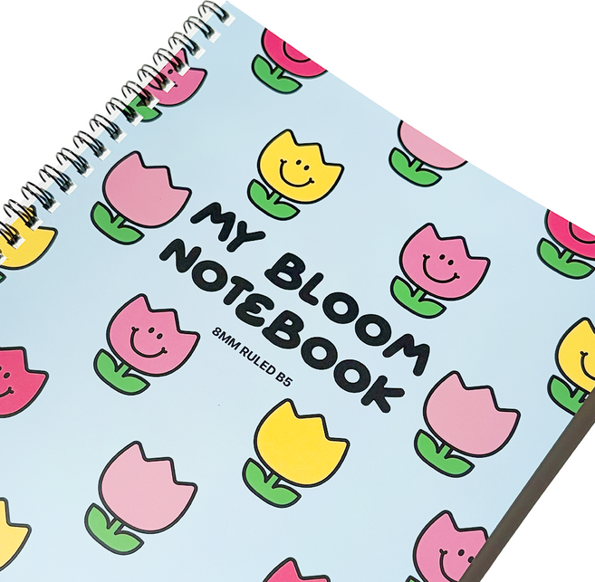 포포샵 8mm 라인 스프링 노트 4종세트, 1세트, 스마일 튤립