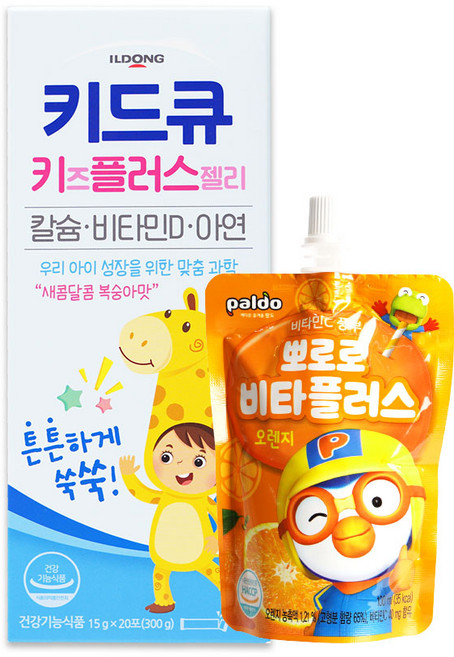 일동제약 키드규 키즈플러스젤리 20포 + 뽀로로 비타플러스 오렌지맛, 1세트, 300g