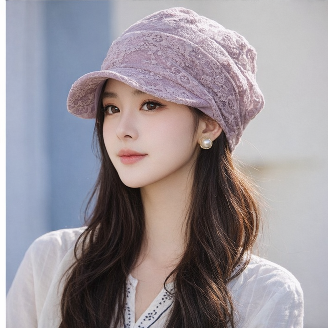 소담 샤락 레이스 패턴 봄 여름 여성 캡모자 골프모자