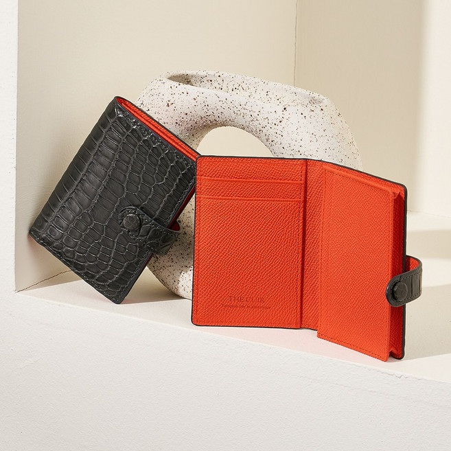 더퀴르 여성 명품 악어가죽 카드지갑 여자 똑딱이 명함지갑 선물