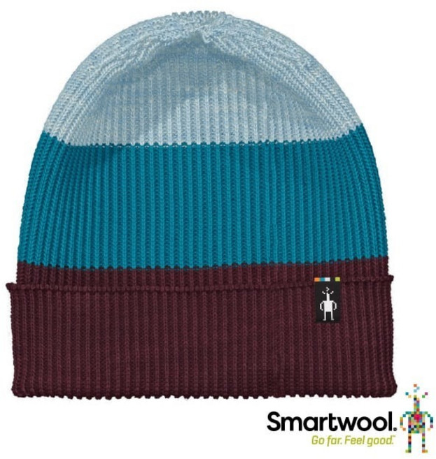 【美國 SmartWool】茄子藍灰格紋》保暖抗風抗臭雙面美麗諾 羊毛帽 翻折針織帽 遮耳帽 毛帽 SW011491