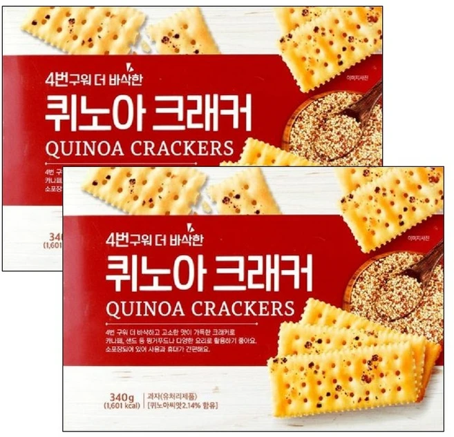 4번구워 더 바삭한 퀴노아 크래커, 2개, 340g - 쿠팡