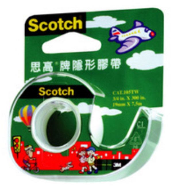 3M Scotch 105A 隱形膠帶19mmx7.5M附膠帶台 霧面隱形 黏性持久 辦公家用皆宜, 1個