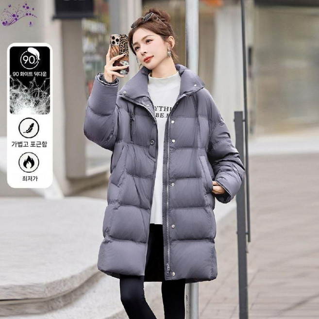 여성 패딩 겨울 하프 기장 도톰한 따뜻한 오리털 코트 J31Z4E 득템1