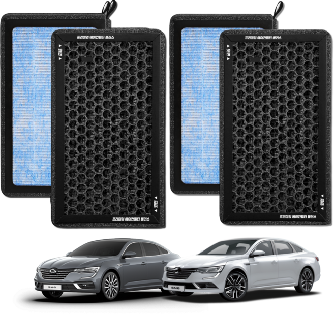 1+1 PM 0.3 에어컨필터 활성탄 블루 초미세먼지, 2개, SM6 [FCP-23]