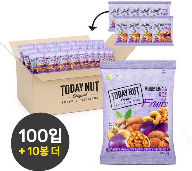 투데이넛 너트한줌 후르츠 20g 110봉, 110개