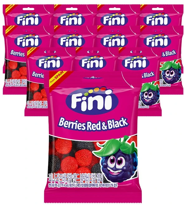 피니 라즈베리향 앤드 블랙베리향 젤리 85g, 12개 - 쿠팡