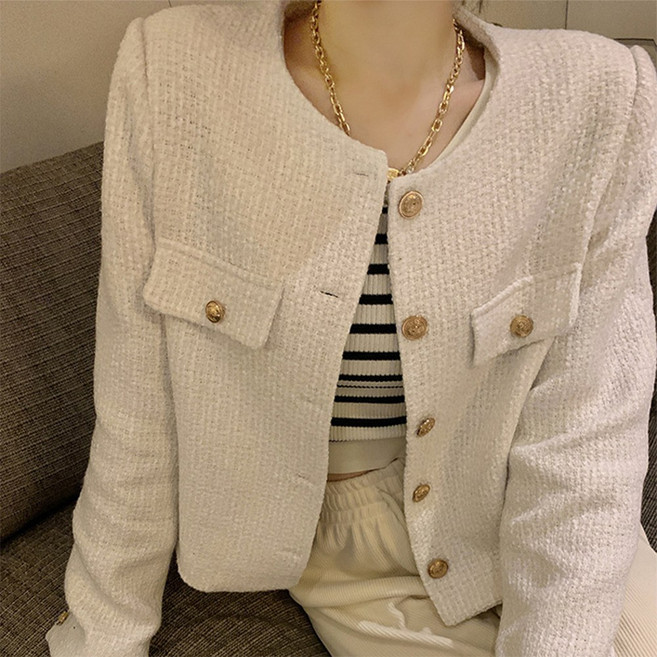 UPPERCUT 여성 데일리 긴팔 트위드 자켓