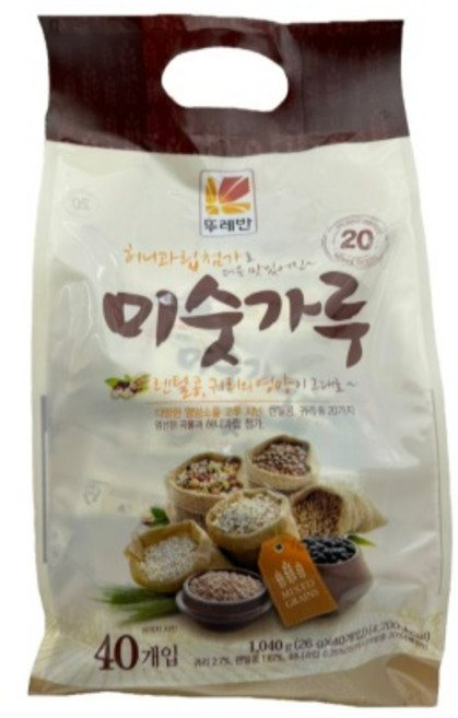 [농협 하나로마트] 뚜레반 허니과립 첨가 미숫가루(스틱형), 26g, 40개