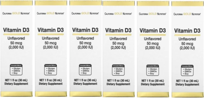 CALIFORNIA GOLD 액상 음용 비타민D3 2000IU 무맛 5방울 퍼 하루, 6개, 30ml - 쿠팡