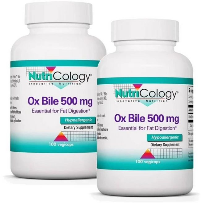 뉴트리콜로지 옥스 바일 500mg 에센셜 포 팻 다이제스쳔 캡슐 Nutricology Ox Bile, 100정, 2개 - 쿠팡