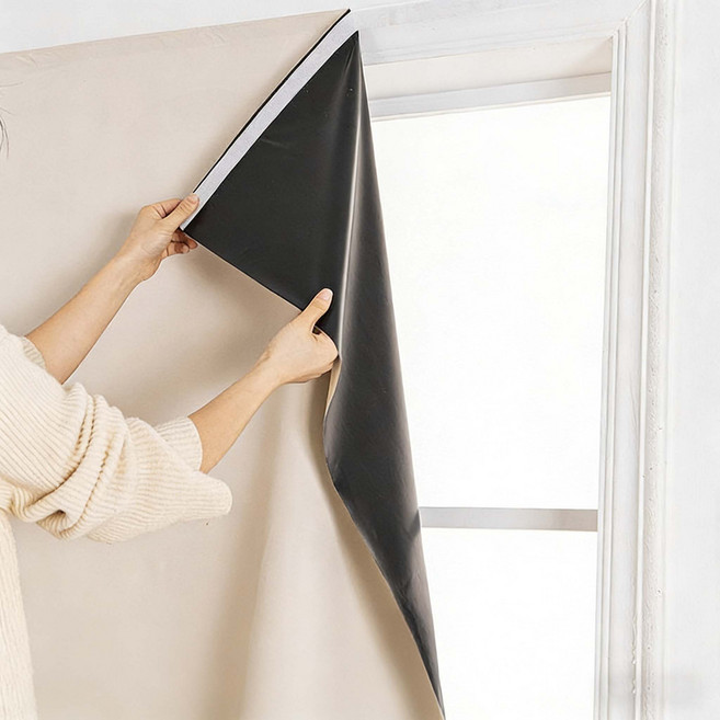 Tixpra 완전 빛차단 무타공 붙이는 찍찍이 벨크로 암막 커튼