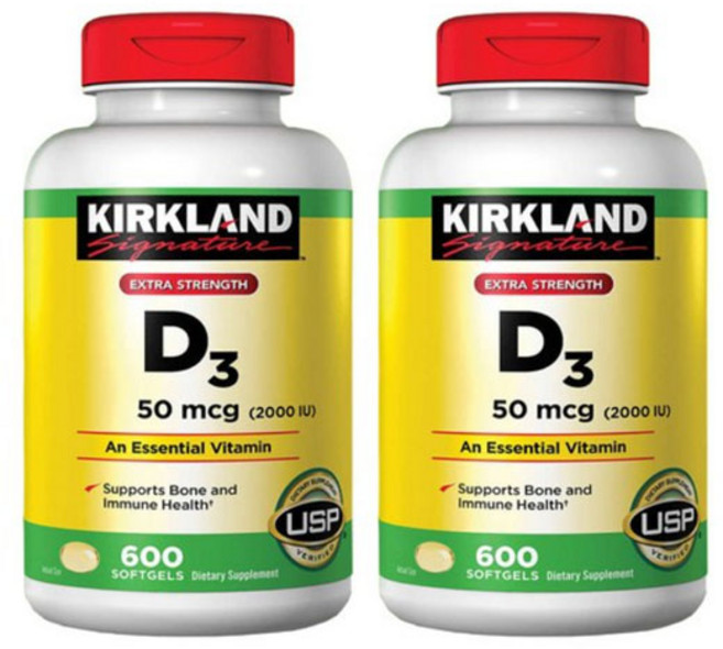 Kirkland 비타민 D3 2000 (600소프트젤), 600정, 2개
