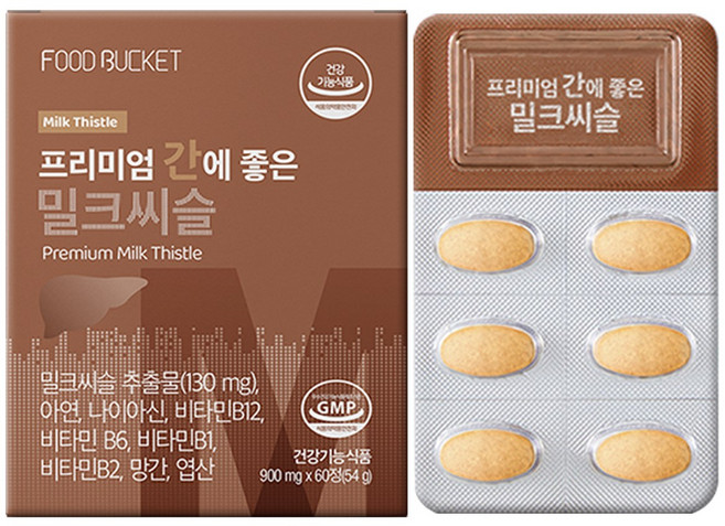 푸드버킷 프리미엄 간에 좋은 밀크씨슬, 60정, 1개