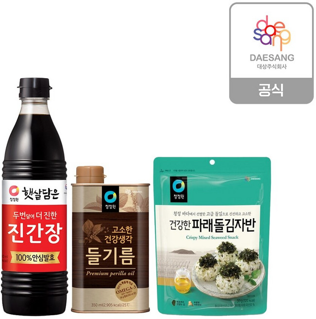 청정원 들기름 막국수세트(들기름350ml+진간장840ml+파래돌김자반50g), 1세트, 1.19L