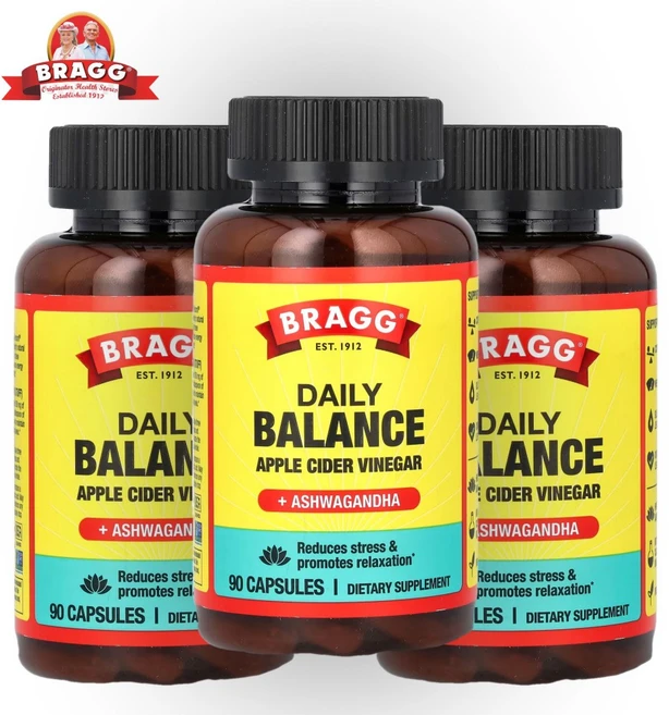 브래그 애플 사이다 비니거 사과식초 캡슐 애사비 아슈와간다, 3개 - 쿠팡